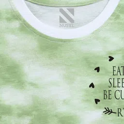 NUSYL Girls Typography Printed Tie &  Dye T-shirt image 3