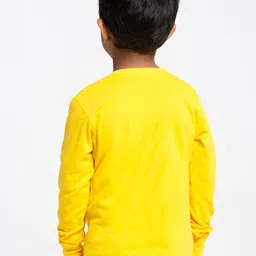 Friskers Boys Yellow Typography Printed Raw Edge Slim Fit T-shirt image 2