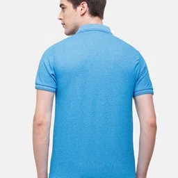 Classic Polo Men Blue Polo Collar Slim Fit T-shirt image 3