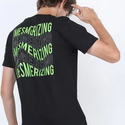 HIGHLANDER Men Black & Green Typography Printed Slim Fit T-shirt-picture-10