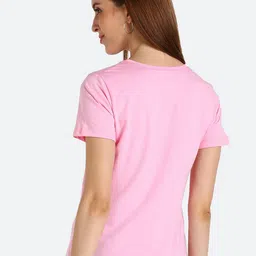 shashvi Women Pink Embellished Typography Printed T-shirt image 2