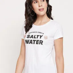 Mast & Harbour Typography Printed Pure Cotton T-shirt image 4