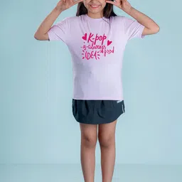 NUSYL Girls Typography Printed Drop-Shoulder Sleeves Longline Oversized T-shirt image 2