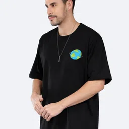 Mad Over Print Typography Printed Drop-Shoulder Sleeves Cotton Oversized T-shirt image 4