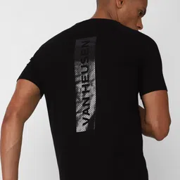 Van Heusen Flex Men Black Solid Slim Fit Sports T-shirt image 4