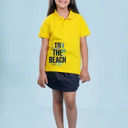 NUSYL Girls Polo Collar Typography Printed Cotton T-shirt image 4