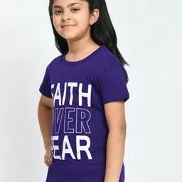 BAESD Girls Pack Of 5 Typography Printed Cotton T-shirt image 4