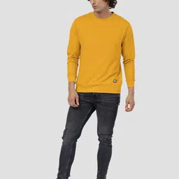 The Souled Store Men Yellow Cotton Sweatshirt image 4