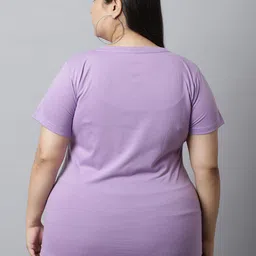 UnaOne Plus Size Typography Printed Cotton T-Shirt image 2