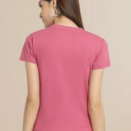 Fabflee Women Red & Turquoise Blue Pack of 3 Typography Cotton Printed T-shirt image 5