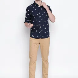 Basics Men Navy Blue Slim Fit Printed Casual Shirt image 2