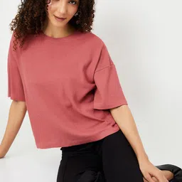 max Women Self Design Round Neck Cotton T-shirt image 5