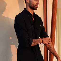 Andamen Classic Regular Fit Corduroy Front Flap Pockets Shirt image 3