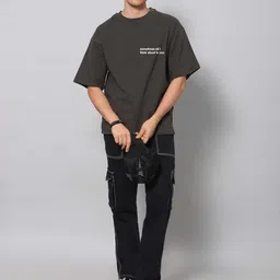 Besick Men Typography Printed Round Neck Oversized T-shirt image 5