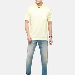 Classic Polo Men Yellow Polo Collar Pockets T-shirt image 5
