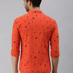SHOWOFF Men Rust Comfort Printed Casual Shirt image 2