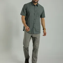 Indian Terrain Slim Fit Micro Ditsy Printed Pure Cotton Casual Shirt image 5