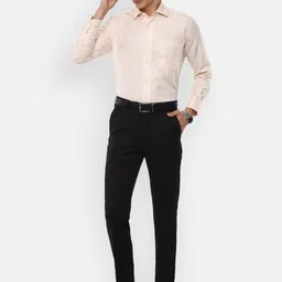 Luxure by Louis Philippe Men Cream-Coloured Checked Cotton Semiformal Shirt image 3