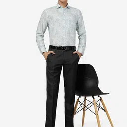 JADE BLUE Abstract Printed Pure Linen Pure Cotton Formal Shirt image 4