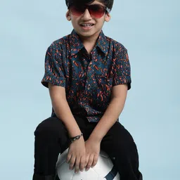 Stuffie Land Boys Smart Abstract Printed Cotton Shirt image 2