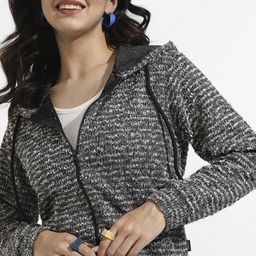 Campus Sutra Self Design Hooded Front-Open Sweatshirt-picture-17