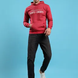 Campus Sutra Typography Printed Hooded Cotton Pullover Sweatshirt image 5