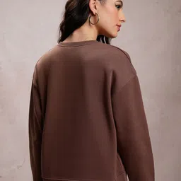 Tokyo Talkies Varsity Printed V-Neck Relaxed Fit Pullover Sweatshirt image 5