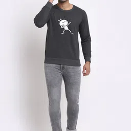Friskers Men Grey Printed Sweatshirt image 5