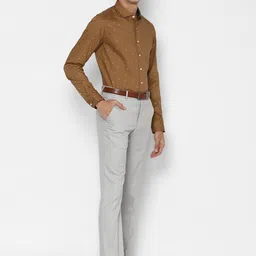 SIMON CARTER LONDON Men Khaki Slim Fit Opaque Printed Formal Shirt image 5