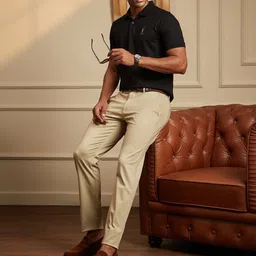 Peter England Casuals Polo Collar Slim Fit Pure Cotton T-shirt image 5