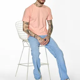 Snitch Men Solid Round Neck Cotton T-shirt image 4