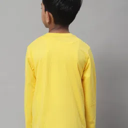 Friskers Boys Yellow Typography Printed V-Neck Applique T-shirt image 4