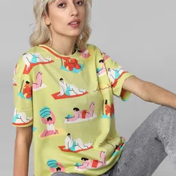 ONLY Conversational Printed Drop-Shoulder Sleeves Cotton T-shirt-picture-27