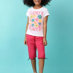 V-Mart Girls Round Neck Floral Printed T-shirt image 5