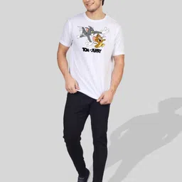 Greylongg Men Tom & Jerry Graphic Printed Round Neck Cotton T-shirt image 4