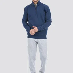 ONEWAY Men Solid Mock Collar Cotton Sweatshirt image 4