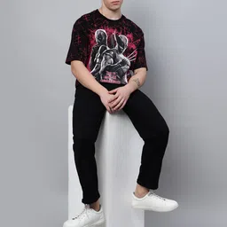 Free Authority Men Graphic Printed Round Neck Cotton Oversized T-Shirt image 5