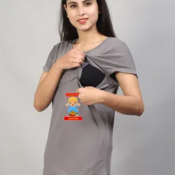 SillyBoom Graphic Printed  Round Neck Extended Sleeves Cotton Maternity T-shirt image 5