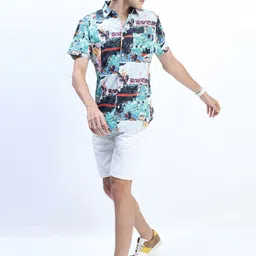 HIGHLANDER Men White Slim Fit Printed Casual Shirt-picture-41