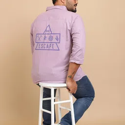 HIGHLANDER Plus Size Lavender Spread Collar Long Sleeves Cotton Casual Shirt image 2