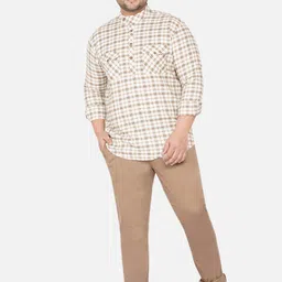 John Pride Men Plus size Tartan Checks Casual Cotton Shirt image 3