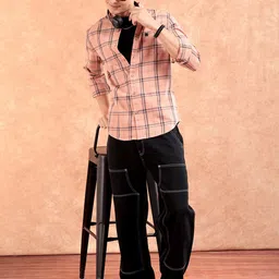 The Indian Garage Co Men Windowpane Checked Casual Shirt image 5