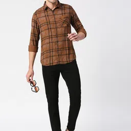 SNX Tailored Fit Checked Pure Cotton Casual Shirt image 3