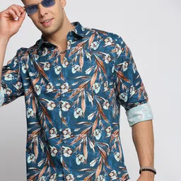 SHOWOFF Smart Slim Fit Floral Printed Cotton Casual Shirt-image-28