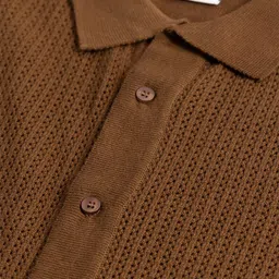 Snitch Brown Classic Self Design Casual Shirt image 5