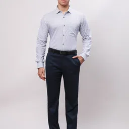 Park Avenue Spread Collar Slim Fit Cotton Opaque Checked Formal Shirt image 3