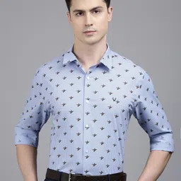 Allen Solly Blue Slim Fit Conversational Printed Pure Cotton Formal Shirt image 3