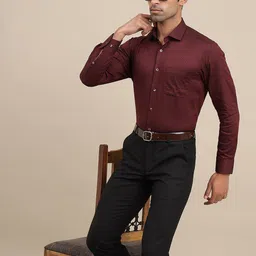 METAL Micro Ditsy Slim Fit Long Sleeves Cotton Formal Shirt image 4