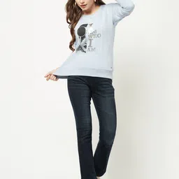 Crimsoune Club Women Blue Printed Sweatshirt-image-69