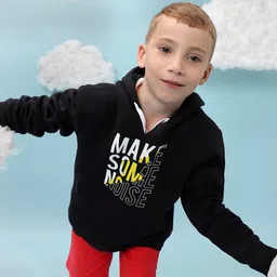 Instafab Boys Typography Printed Hooded Cotton Pullover image 3